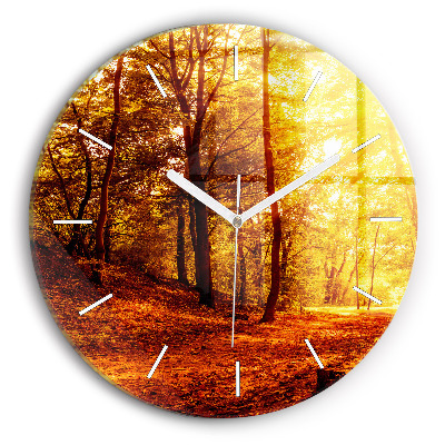 Reloj de cristal redondo Paisaje forestal al sol