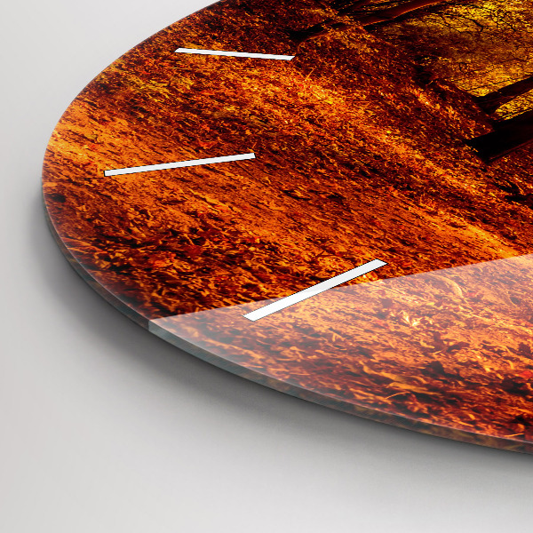 Reloj de cristal redondo Paisaje forestal al sol