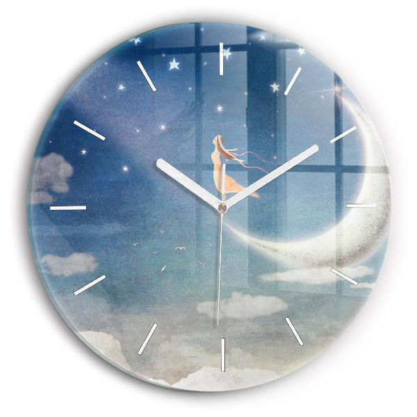 Reloj redondo pared Chica en la luna