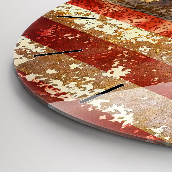 Reloj de cristal redondo Bandera de EE.UU. en estilo vintage