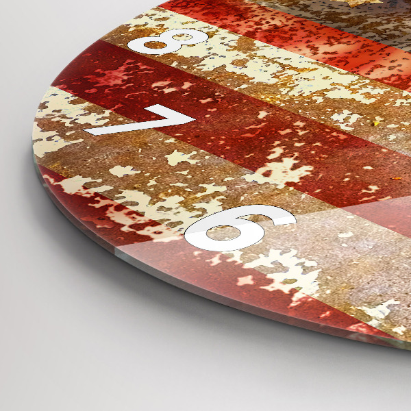 Reloj de cristal redondo Bandera de EE.UU. en estilo vintage