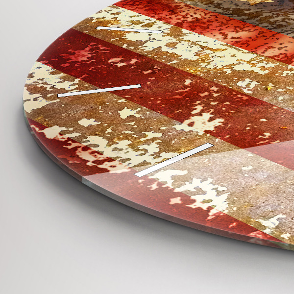 Reloj de cristal redondo Bandera de EE.UU. en estilo vintage