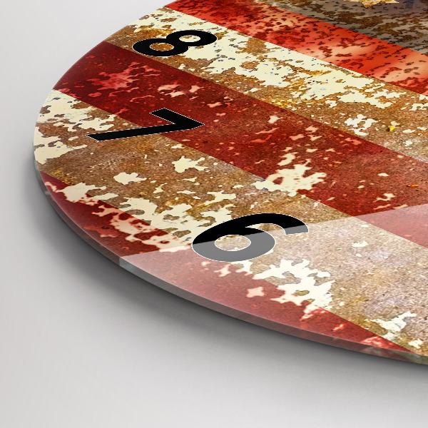 Reloj de cristal redondo Bandera de EE.UU. en estilo vintage