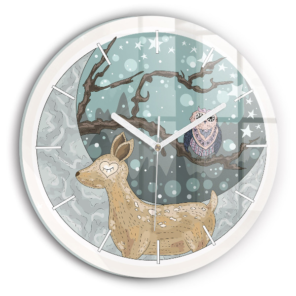 Reloj de pared redondo Animales nocturnos Luna