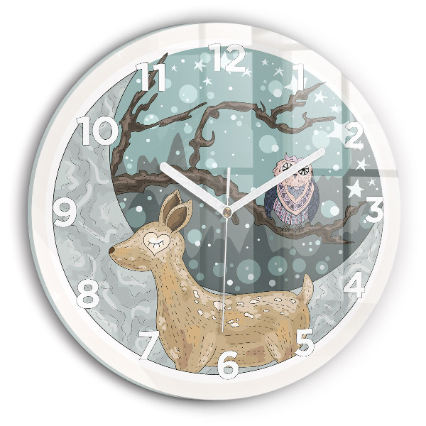 Reloj de pared redondo Animales nocturnos Luna