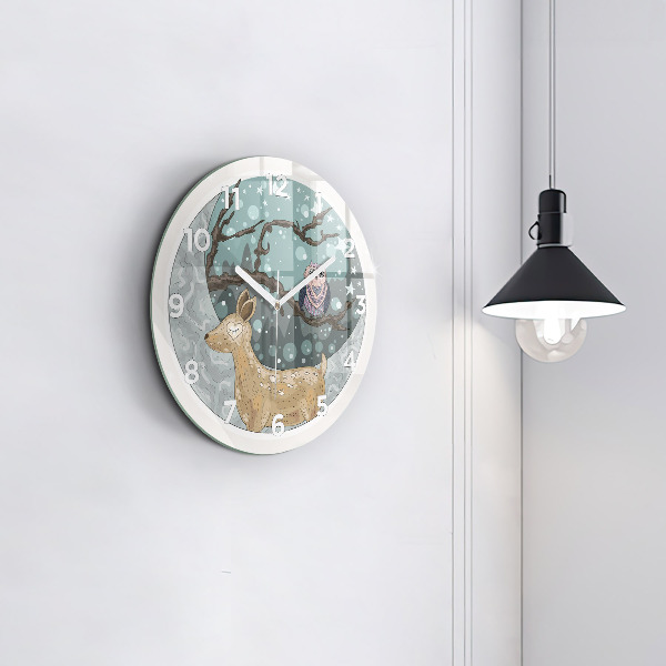 Reloj de pared redondo Animales nocturnos Luna