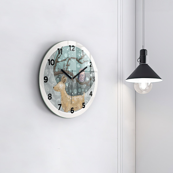 Reloj de pared redondo Animales nocturnos Luna