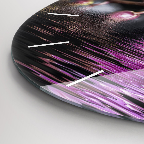 Reloj de cristal redondo Flor de orquídea sobre el agua