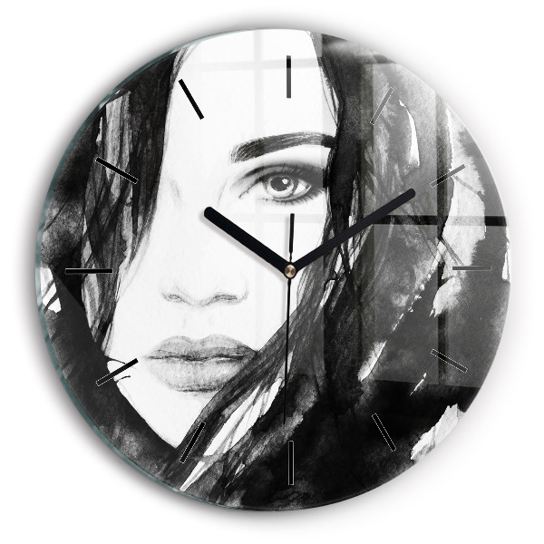 Reloj de pared redondo Retrato de mujer acuarela