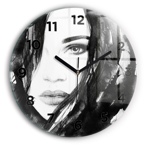 Reloj de pared redondo Retrato de mujer acuarela