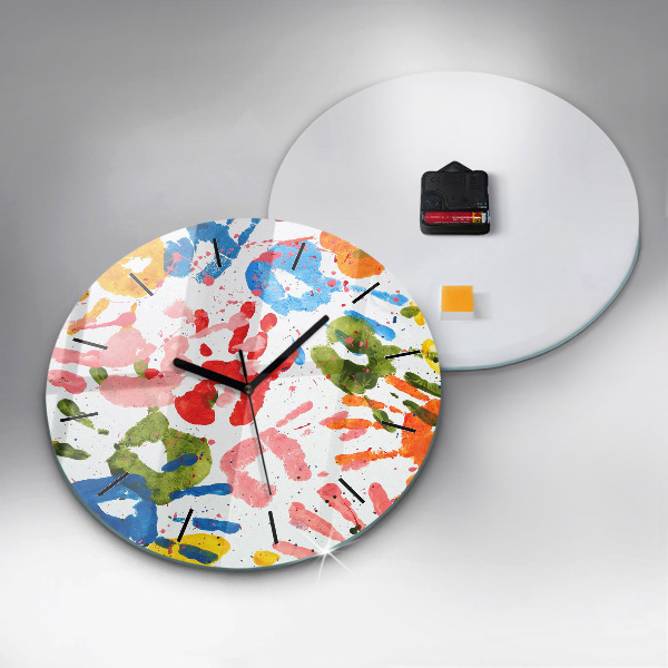 Reloj redondo pared Huellas de manos de niños