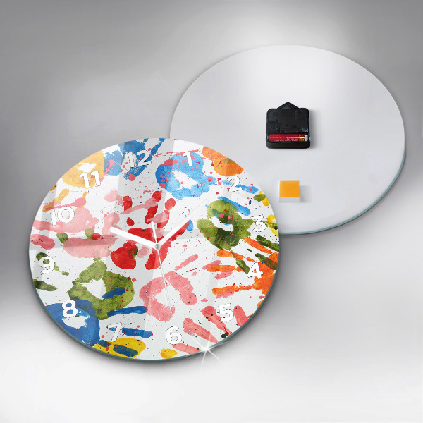 Reloj redondo pared Huellas de manos de niños