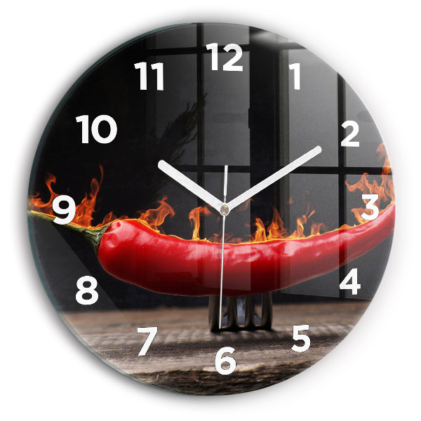 Reloj de cristal redondo Pimiento pepperoni