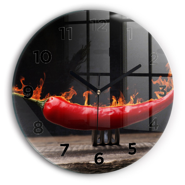 Reloj de cristal redondo Pimiento pepperoni