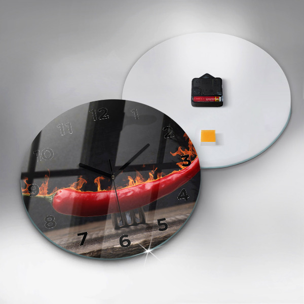 Reloj de cristal redondo Pimiento pepperoni