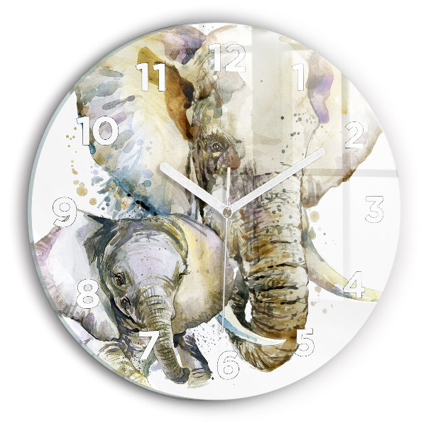 Reloj redondo pared Animales pintados Elefante