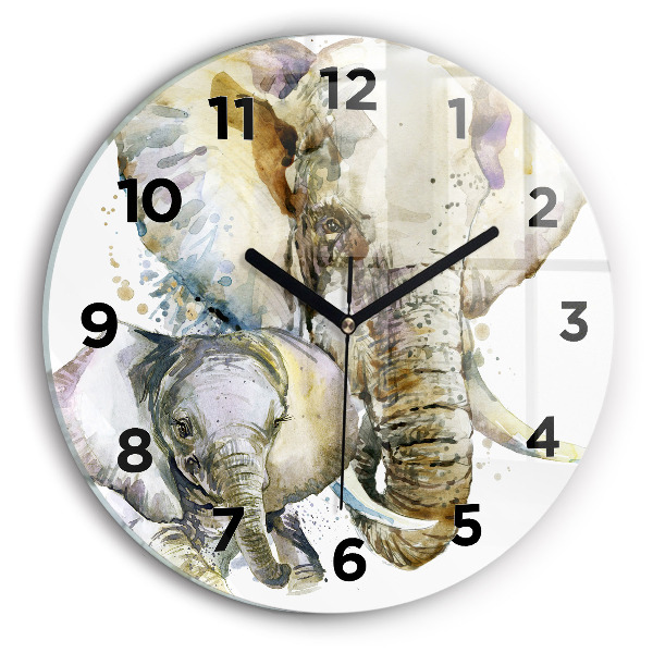 Reloj redondo pared Animales pintados Elefante