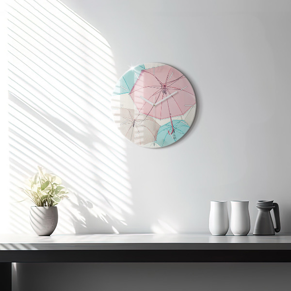Reloj de cristal redondo Paraguas en pastel