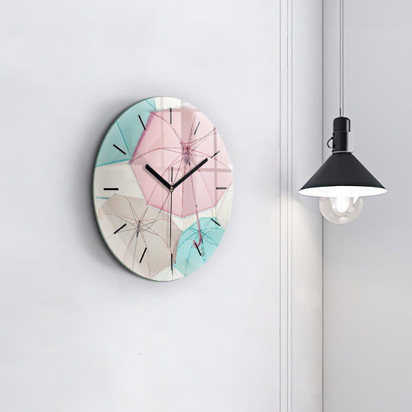 Reloj de cristal redondo Paraguas en pastel