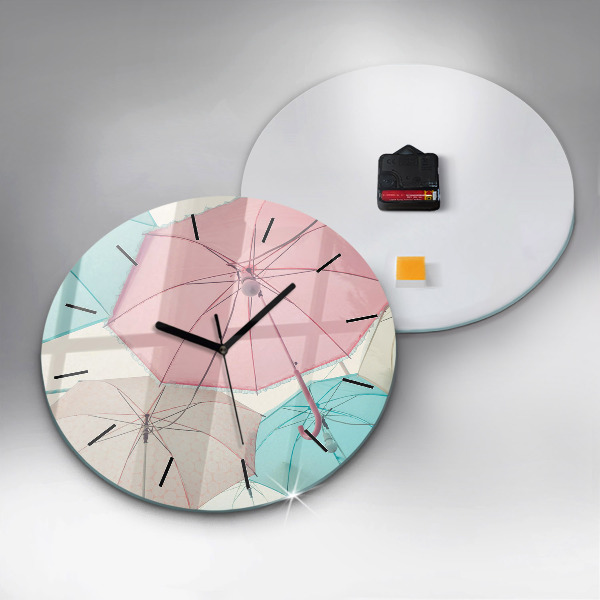 Reloj de cristal redondo Paraguas en pastel