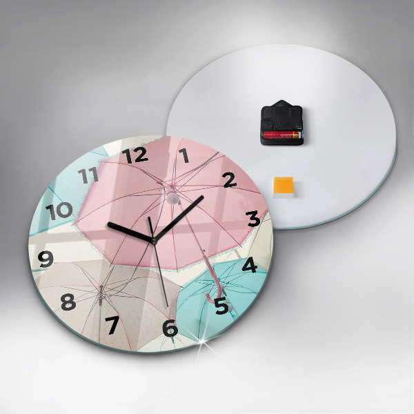 Reloj de cristal redondo Paraguas en pastel