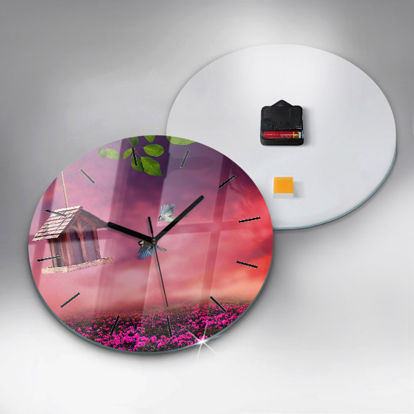 Reloj de cristal redondo Pajarera