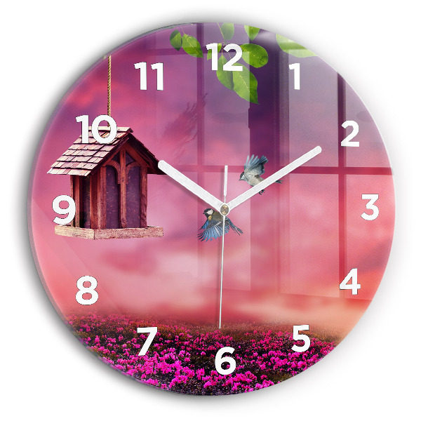 Reloj de cristal redondo Pajarera