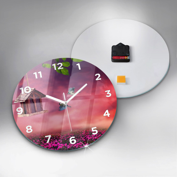 Reloj de cristal redondo Pajarera