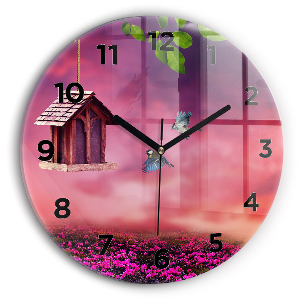 Reloj de cristal redondo Pajarera