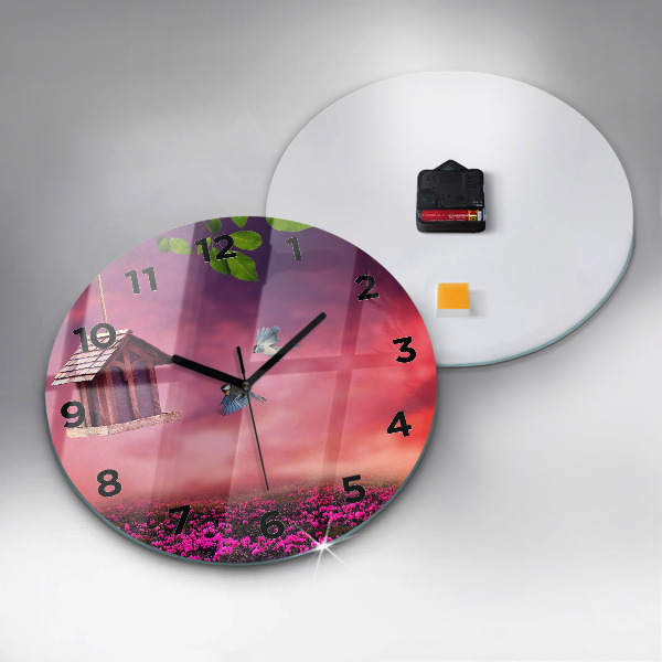 Reloj de cristal redondo Pajarera