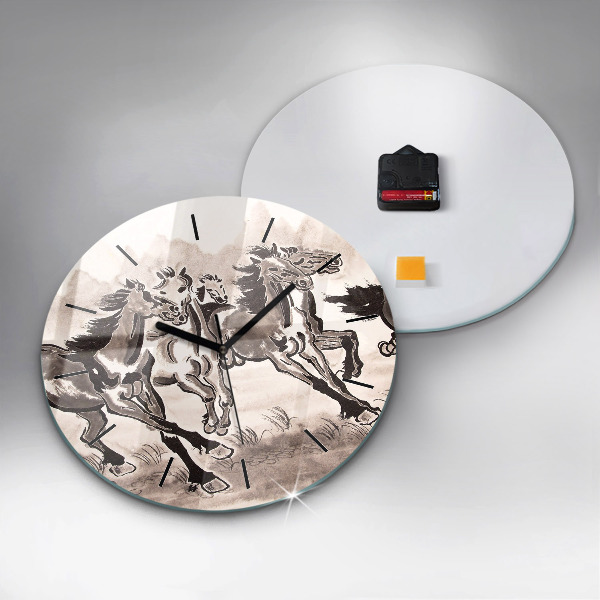 Reloj de cristal redondo Caballos al galope