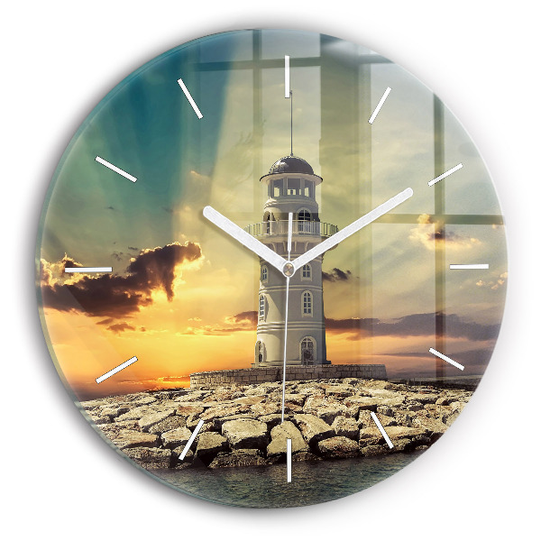 Reloj de pared redondo Faro en el mar