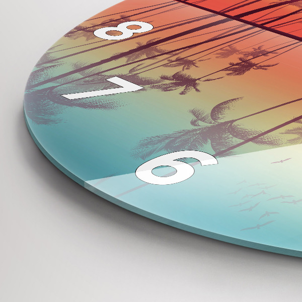 Reloj redondo pared Palmeras tropicales