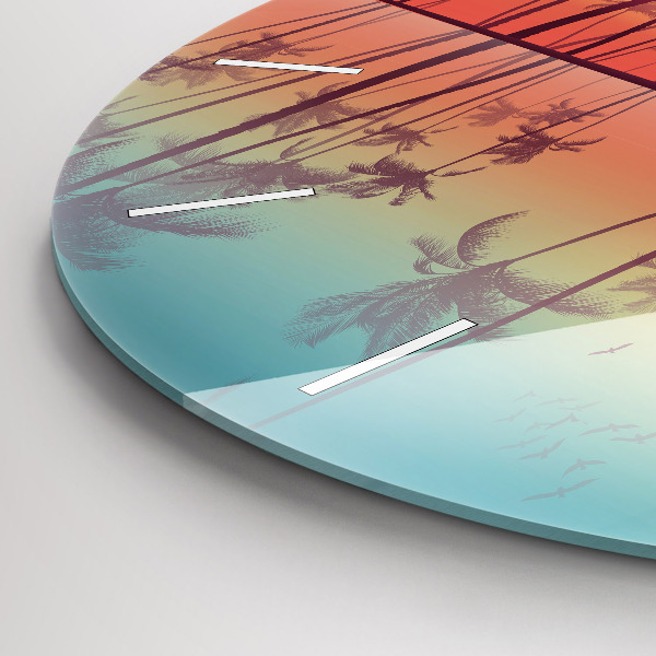 Reloj redondo pared Palmeras tropicales