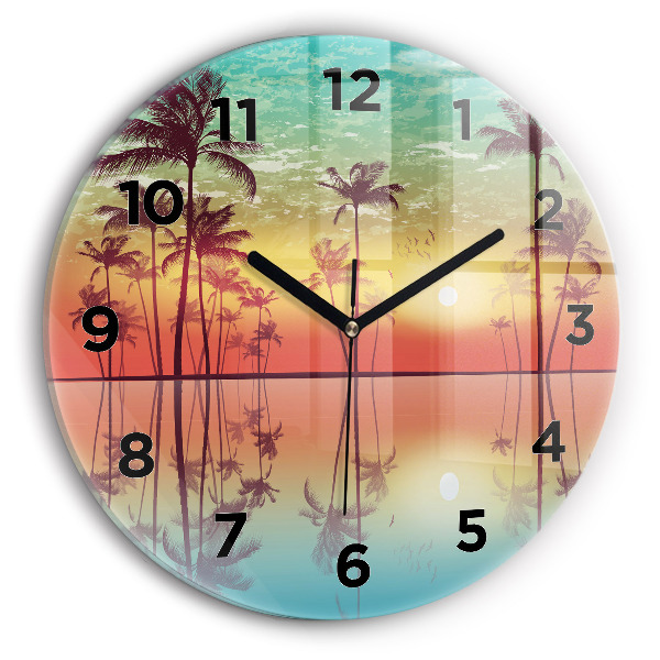 Reloj redondo pared Palmeras tropicales