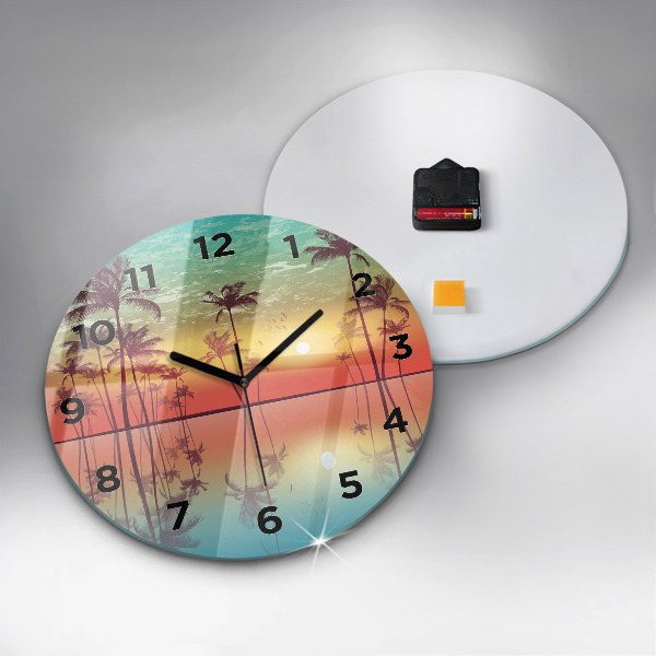 Reloj redondo pared Palmeras tropicales