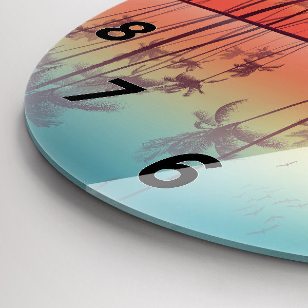 Reloj redondo pared Palmeras tropicales