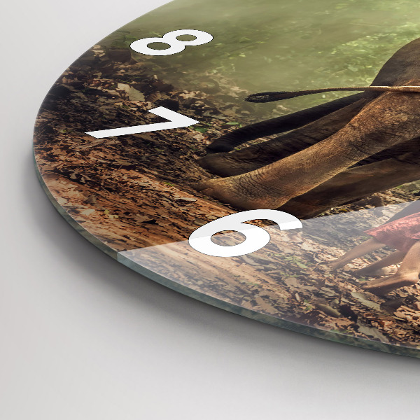 Reloj redondo pared Niños guiando a un elefante