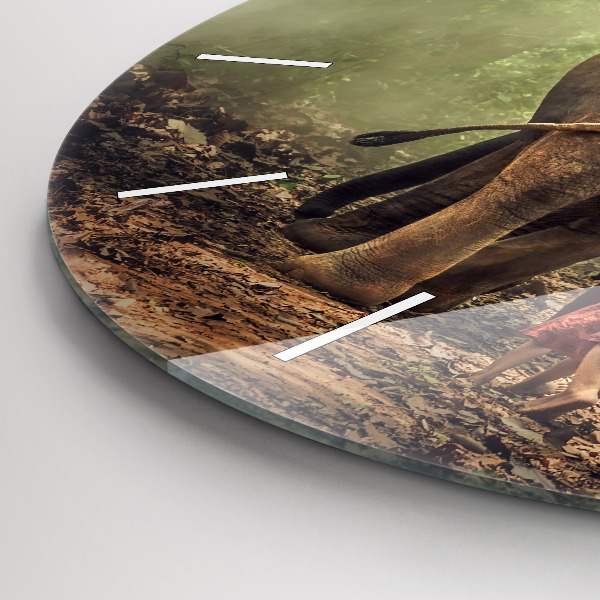 Reloj redondo pared Niños guiando a un elefante