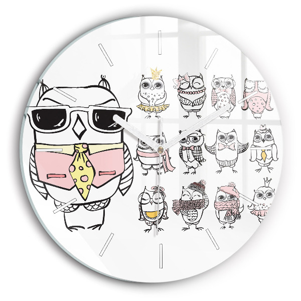 Reloj redondo pared Póster vintage con búhos
