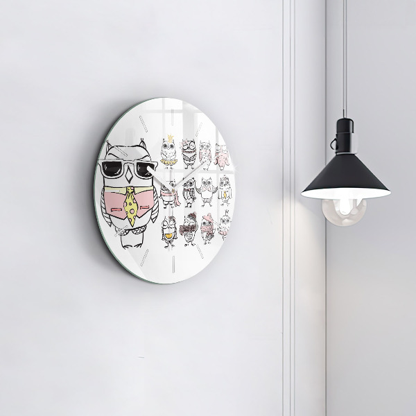 Reloj redondo pared Póster vintage con búhos