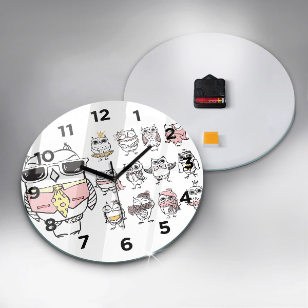 Reloj redondo pared Póster vintage con búhos
