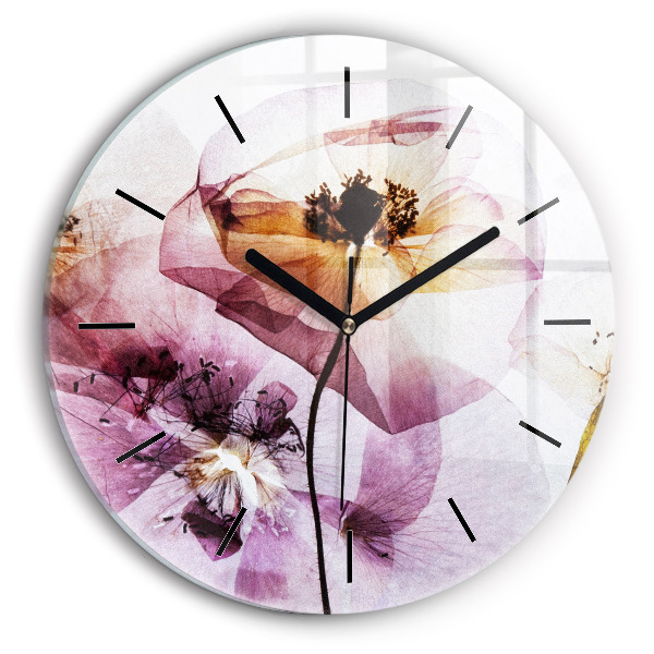 Reloj de cristal redondo Amapolas secas Flores
