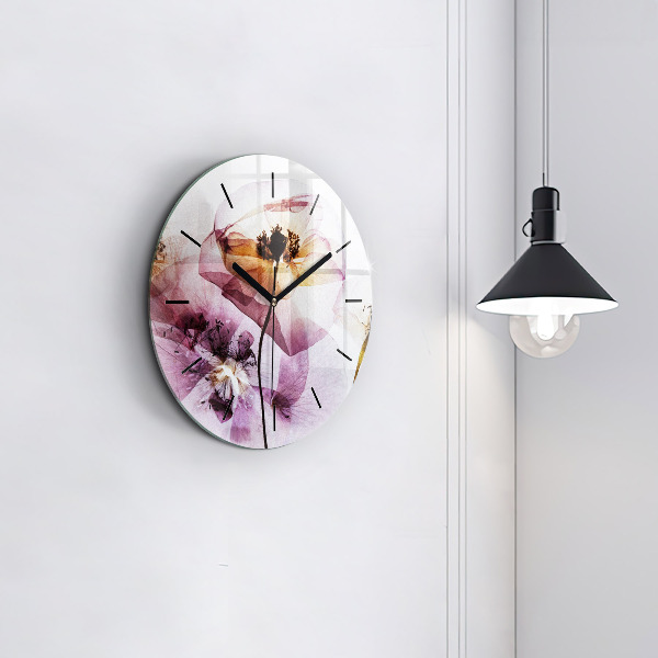 Reloj de cristal redondo Amapolas secas Flores