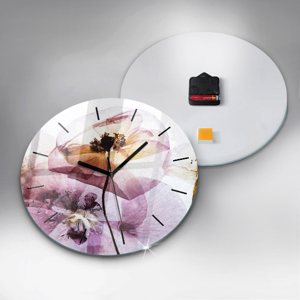 Reloj de cristal redondo Amapolas secas Flores