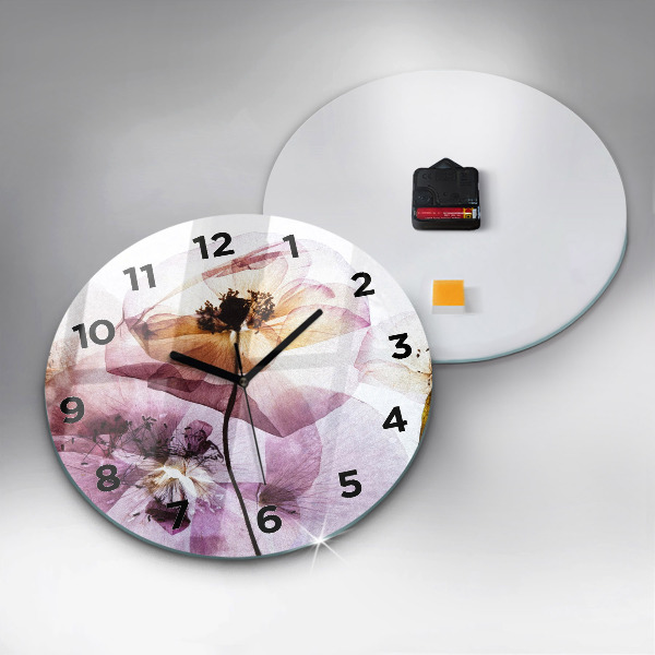 Reloj de cristal redondo Amapolas secas Flores