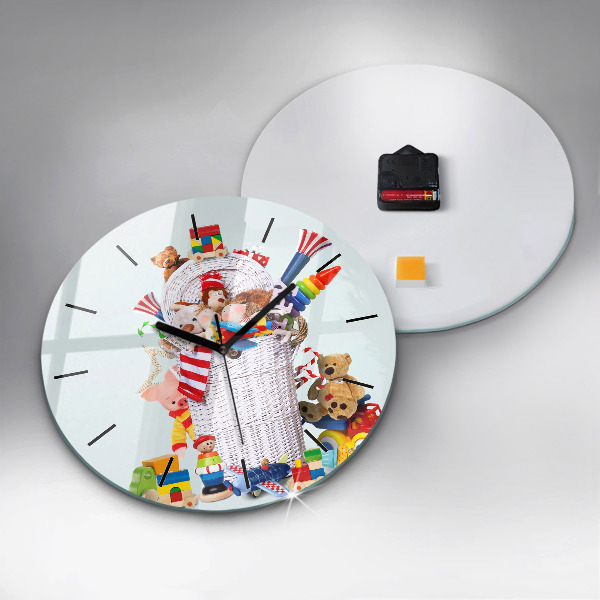 Reloj de pared redondo Cesta de mimbre con juguetes