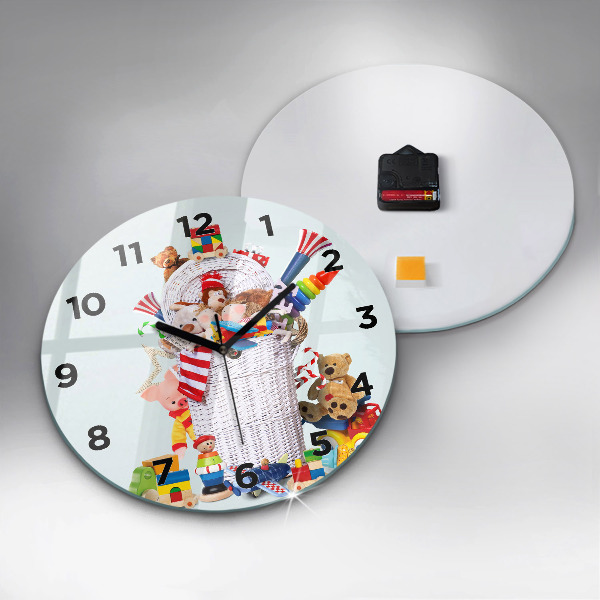 Reloj de pared redondo Cesta de mimbre con juguetes