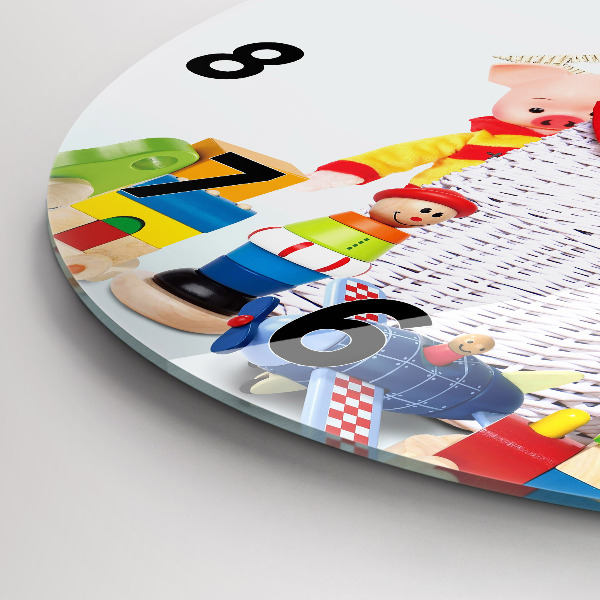 Reloj de pared redondo Cesta de mimbre con juguetes