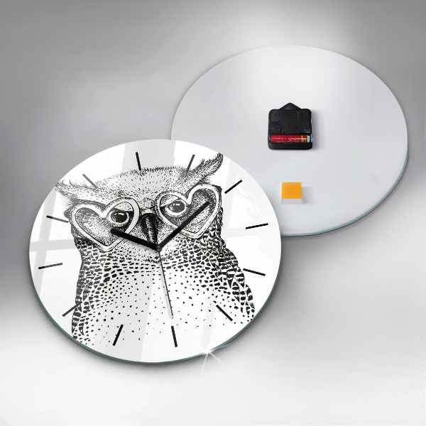 Reloj redondo pared Búho dibujado con gafas